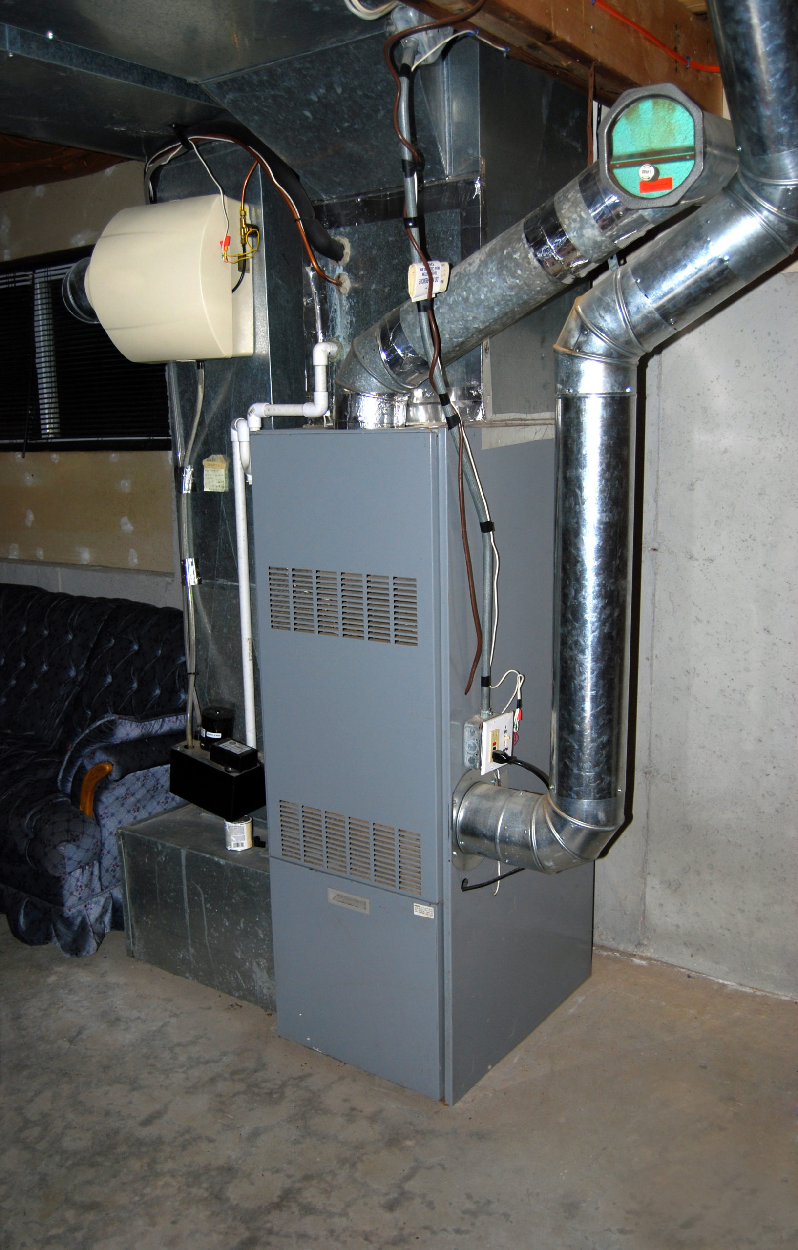 oil furnace in basement of home